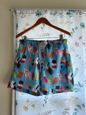 Men's Blue Novelty Ice Cream Print Swim Shorts